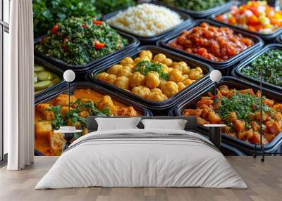 Food laid in convenient containers for delivery purpo Wall mural