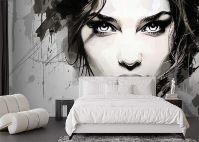 Graphic portrait of a portrait using graphic elements and lines Wall mural