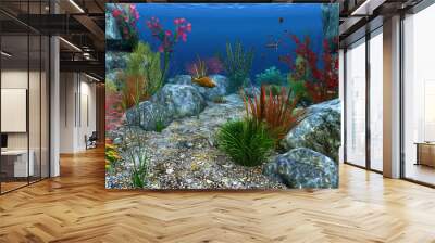 Sea snakes and slopes floating over the coral reef and creating beautiful and animated scenes u Wall mural