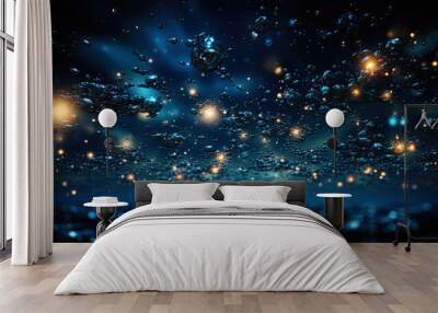 The boundless expanses of space, where the darkness of the night sky is decorated with sparkling s Wall mural