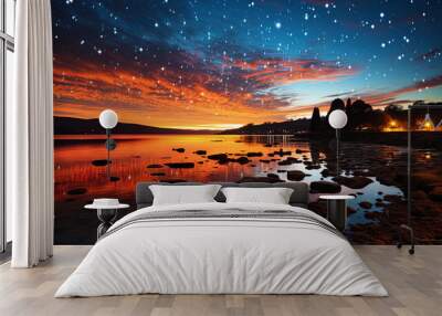 The incredible picture of the night sky, where the stars like live diamonds, have fun playing in l Wall mural