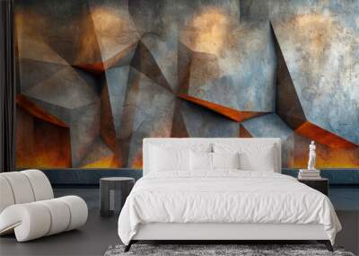 The texture of the concrete wall with a geometric relief that gives the surface a modern and struc Wall mural