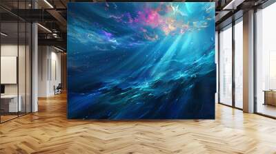 Underwater harmony, where light and colors form abstract patterns, like enchanting stars in the ni Wall mural