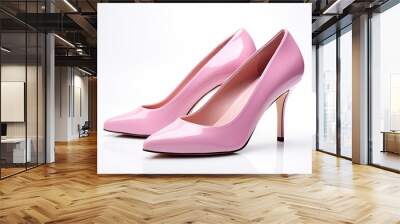 a pair of sexy pastel pink high heels shoe isolated on white, concept of fashion shoes, heels lover  Wall mural