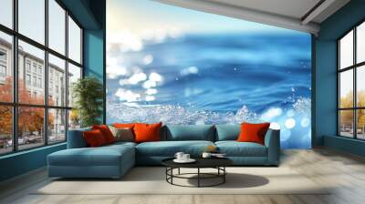 Abstract blur light on sea and ocean, clear water close up colorful background. Wall mural