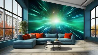 abstract futuristic background portal tunnel with pink blue and green glowing neon moving high speed wave lines and flare lights. Data transfer concept Science style wallpaper  Wall mural