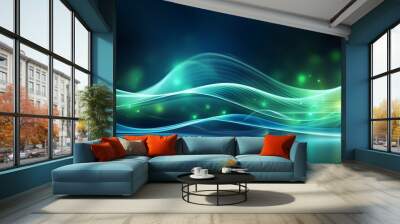 abstract futuristic background portal tunnel with pink blue and green glowing neon moving high speed wave lines and glare lights. Data transfer concept Science style wallpaper  Wall mural