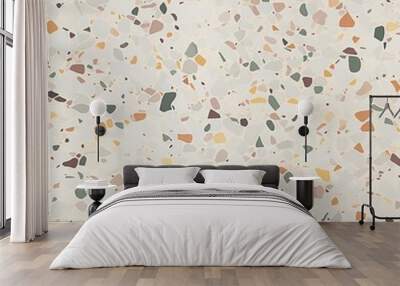 Beautiful beige terrazzo stone texture, pebble stone background, seamless pattern. Wall mural