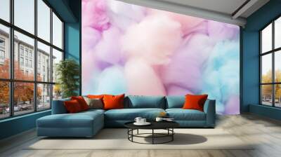 Colorful cotton candy in soft pastel color background, romantic pastel texture background. Wall mural