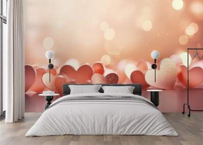 rose gold abstract heart shape background for Christmas and Valentine  Wall mural