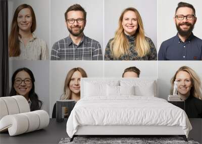 Smiling diverse business people group headshots portraits horizontal banner collage. Multiracial professional executives faces montage, human resource concept, multiethnic team people look at camera.  Wall mural