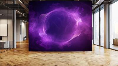 smoke exploding outward from circular empty center, dramatic smoke or fog effect with purple scary g Wall mural