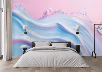 Texture of moisturizer slashes and waves on light pastel background, hydrating face cream or lotion for skin care Wall mural