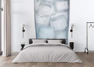 water glass full of ice isolated on white Wall mural