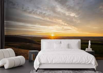 Sunset at Grasslands National Park, Canada Wall mural