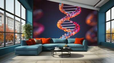 colorful dna double helix molecules Wall mural