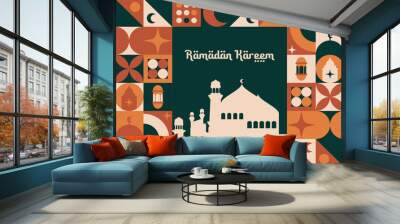 Ramadan Kareem. Islamic greeting card template with ramadan for wallpaper design. Poster, media banner. Ramadan vector illustration. Wall mural