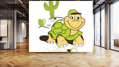  cute little Tortoise print vector Wall mural