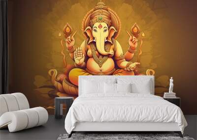 Illustration of ganesha for ganesh chaturthi and diwali, Generative ai Wall mural