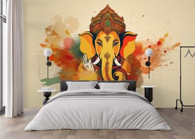 Illustration of ganesha for ganesh chaturthi and diwali, Generative ai Wall mural