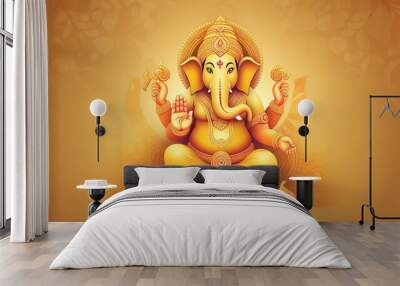 Illustration of ganesha for ganesh chaturthi and diwali, Generative ai Wall mural