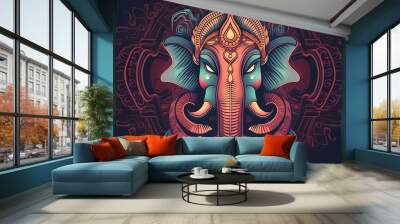 Illustration of ganesha for ganesh chaturthi and diwali, Generative ai Wall mural