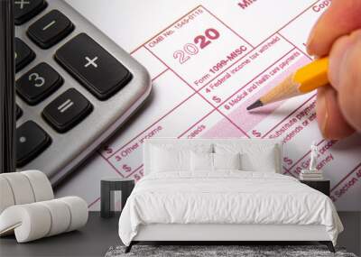 Tax Form 1099-misc on a white background. Wall mural