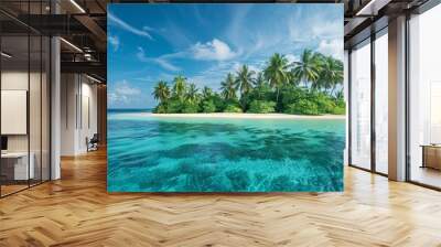 Tropical Island with White Sandy Beach and Clear Blue Water Wall mural