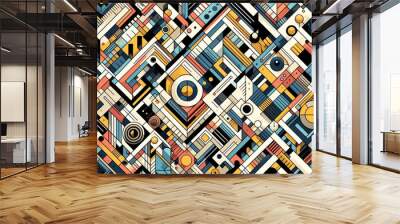 Abstract geometric pattern, seamless, bright colors, HD, modern style Wall mural