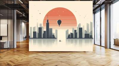 City skyline. Minimalist illustration. Wall mural