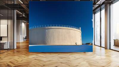 Giant Municipal City Water Tank on a Sunny, Clear Day with Snow Wall mural