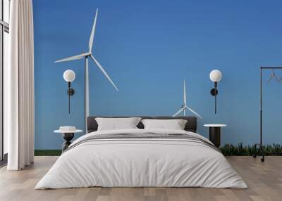 two wind turbines in a farmer's field Wall mural