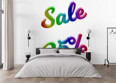 sale 25 percents discount calligraphic 3d rendered text illustration colored with rgb rainbow gradie Wall mural