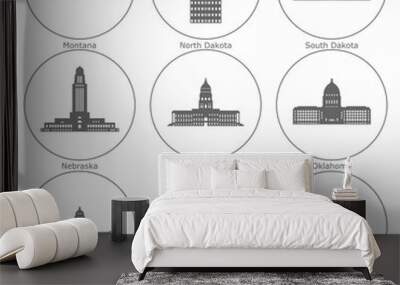 US States - symbolized by the State Capitols (Part 2) Wall mural