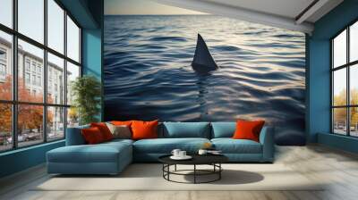 Haiflosse im Meer Wall mural