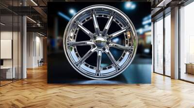 Chrome Polished 17 Inch Wheel Mockup Design Graphic Wall mural