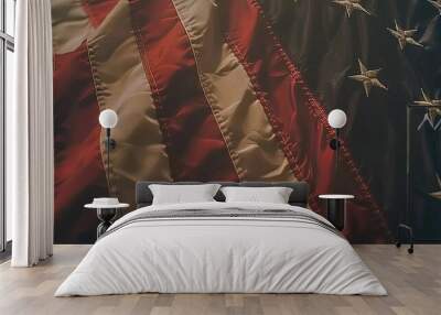 Close up of the American flag waving in wind with space for background Wall mural