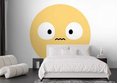 Cute white flower cartoon character with facial expression. Flat design illustration. Wall mural