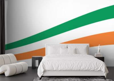 Green, white, orange colored curved border background, as the colors of Ireland flag. Flat design illustration.	 Wall mural