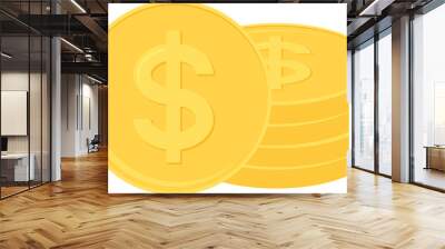 Stack of gold dollar coins. Business and finance concept. Flat design illustration.	 Wall mural