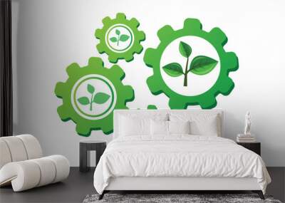 Gear with a plant.on white background.Vector Design Illustration. Wall mural