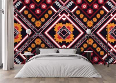 Geometric ethnic flower pattern for background,fabric,wrapping,clothing,wallpaper,Batik,carpet,embroidery style Wall mural