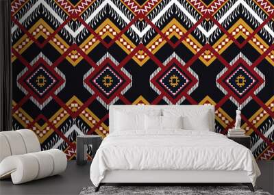 Geometric ethnic oriental ikat pattern traditional Design for background,fabric,wrapping,clothing,wallpaper,Batik,carpet,embroidery style. Wall mural