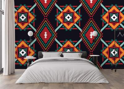 Geometric pattern in ethnic style seamless pattern for background,fabric,wrapping,clothing,wallpaper,Batik,carpet,embroidery style. Wall mural