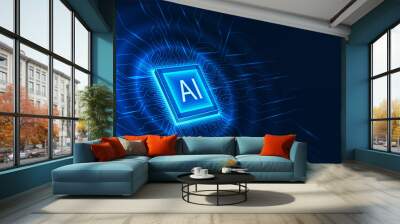 Artificial intelligence technology integrated with microchips It is a microchip connected to a technology circuit board. Refers to A technology that processes information and commands the technology. Wall mural