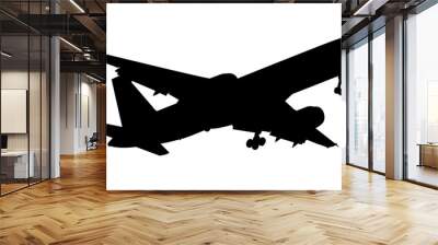 airplane vector graphic in black isolated on white background Wall mural