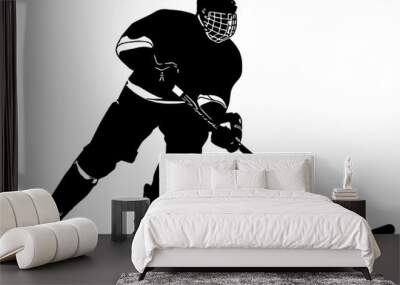 ice hockey player silhouette, isolated  Wall mural