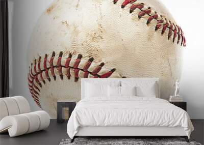 well worn dirty leather baseball isolated  Wall mural