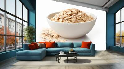 white bowl filled with oat flakes Wall mural