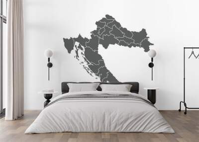 Map of Croatia isolated on white background.  Wall mural